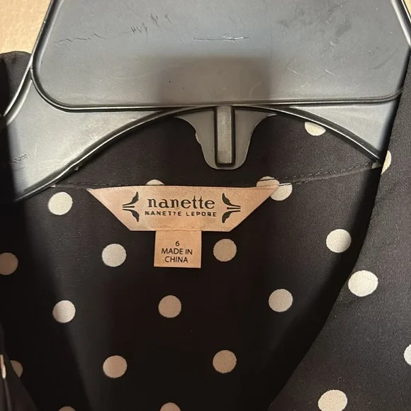 Nanette by Nanette Lepore Black and White Polka Dot Front Buttoned Midi w belt - Picture 2 of 4